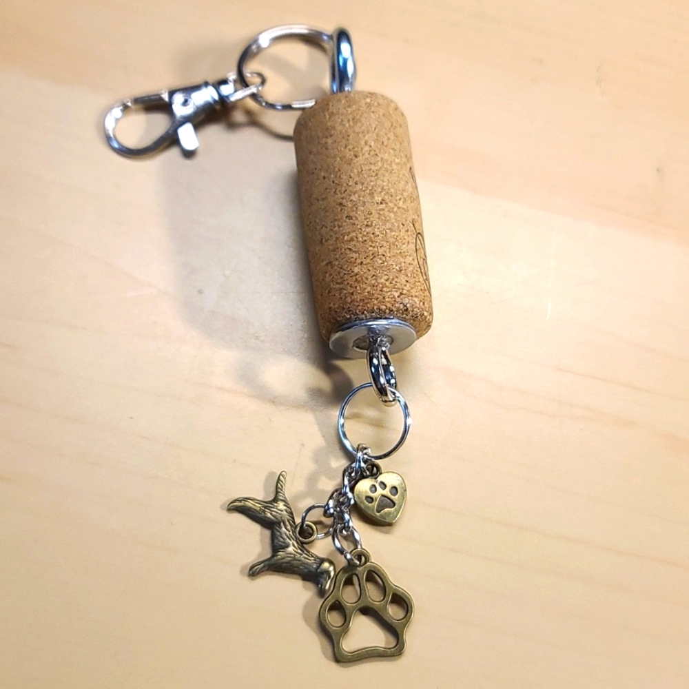 DOG Wine Cork Key Chain - Purse charm - Upcycled Wine Cork